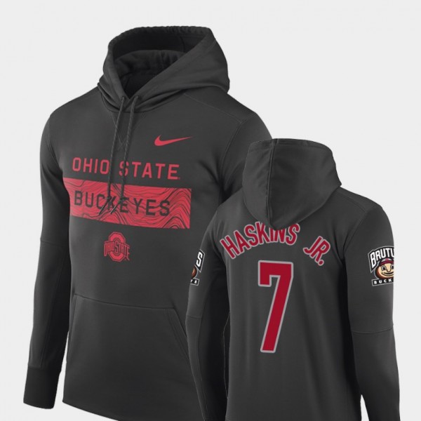 Ohio State Buckeyes Dwayne Haskins Men's #7 Performance Sideline Seismic Anthracite College Football Hoodie 2404BFCK2